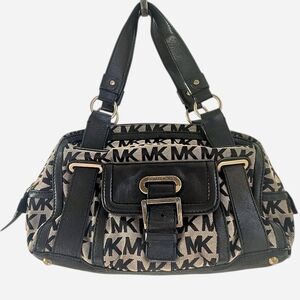 Michael Kors Black Leather And Signature Canvas Women's Bag